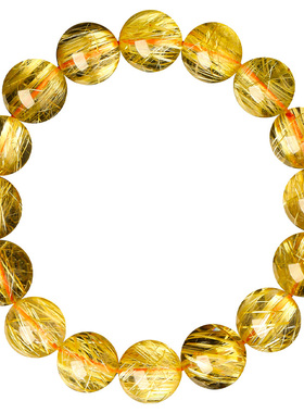 天然金发晶手链女巴西金钛晶男黄发晶发晶黄水晶收藏级原石手串