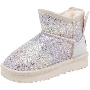 安奈儿女童鞋子冬加厚保暖雪地靴2026新款小女孩冬鞋儿童加绒棉鞋