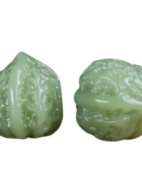 青峰玉业新疆和田玉青白玉核桃手把件且末玉健身球青玉手球玩件玉