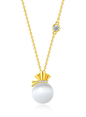 S925纯银宝袋盈辉项链女小众轻奢