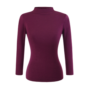 YoungGirlDay纯欲基础款小高领修身显瘦七分袖弹力打底针织衫上衣