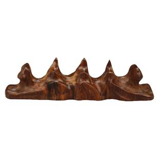 红木工艺品根雕文房四宝毛笔搁黑梓木书法山形毛笔架红木笔搁实木