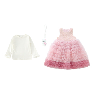 女童连衣裙春装2026新款女宝公主裙洋气儿童生日礼服蓬蓬裙两件套