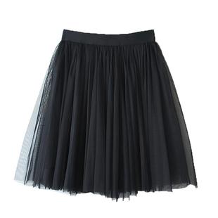 2025春夏新款高腰蓬蓬裙短裙高腰半身裙子网纱裙半裙冬裙女黑色