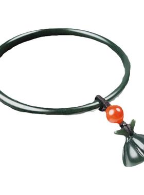 和田玉青玉叮当踏青带莲蓬美人镯