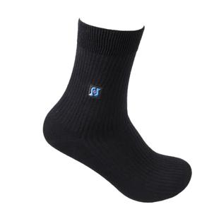 华山泉男袜子秋冬保暖子吸湿排汗长筒螺纹耐磨棉质刺绣商务黑A06C