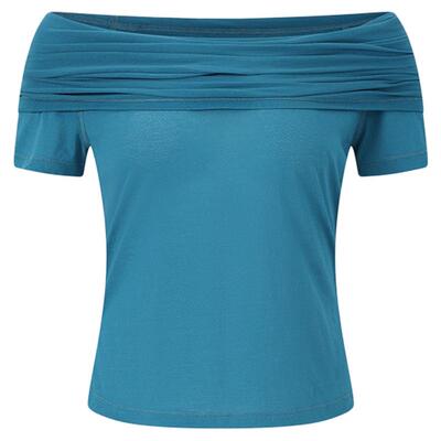 SoloForTwo 自由的褶皱 得体一字领休闲短袖 夏日轻薄柔软露肩T恤