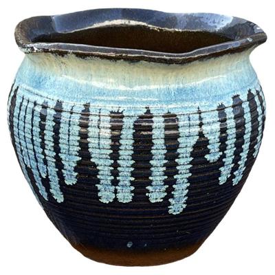 大口矮胖组合简约花盆粗陶牡丹花