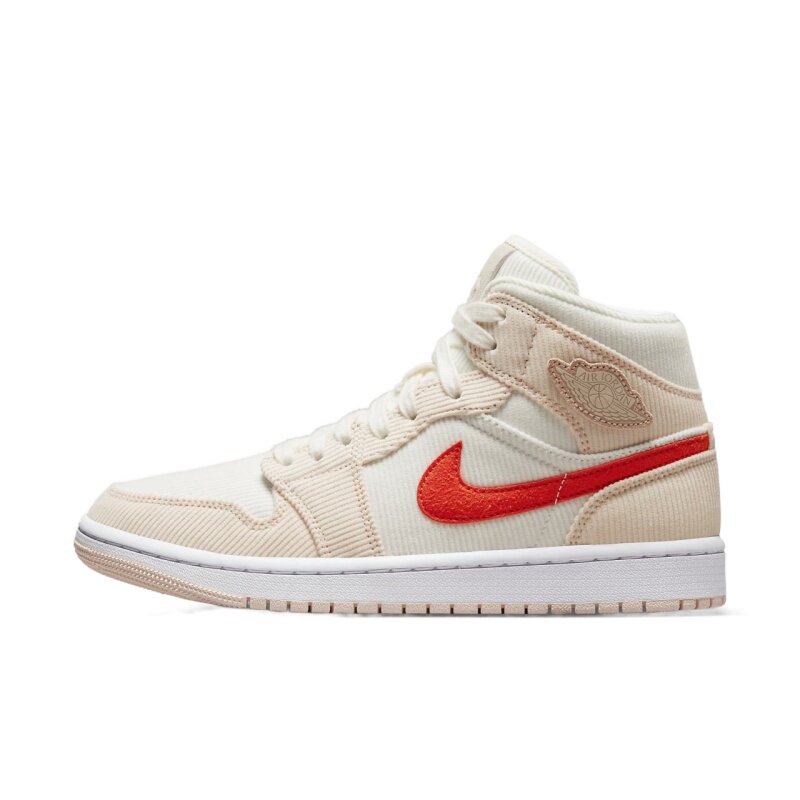 Air Jordan 1 Mid AJ1粉橙灯芯绒男女运动休闲篮球鞋 DA8009-108