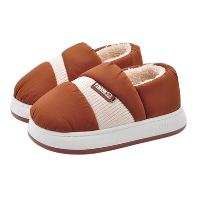 大嘴猴羽绒保暖鞋女款冬季居家室内厚底加绒加厚全包跟棉拖鞋男式