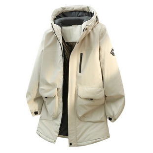 WASSUP TIDE棉服男士冬季加绒保暖潮流防风羽绒棉衣时尚长款夹克