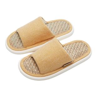 亚麻拖鞋竹席马兰草女春秋居家透气吸汗静音不臭脚室内夏防滑卧室