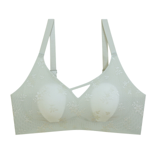 薄款提花蕾丝透气内衣女大胸显小显瘦无钢圈上托收副乳少女文胸罩