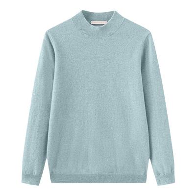 长袖羊绒衫春竹羊绒半高领简约