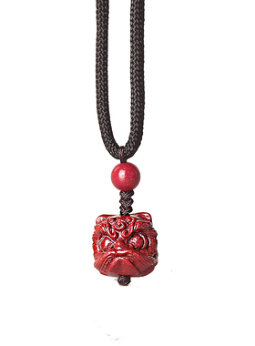 天然原矿朱砂醒狮头吊坠紫金砂挂件项链DIY配件男女简约挂坠饰品