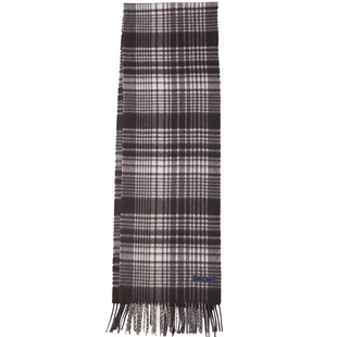 【纯山羊绒】EMZ鄂尔多斯格子围巾灰色保暖厚围脖送礼新年礼物男