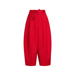 【月亮裤】ZHUCHONGYUN2026春新款宽松高腰长裤腰头绑带裤子