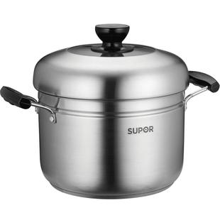 苏泊尔蒸锅家用304不锈钢单层24cm加厚复底蒸煮燃气灶电磁炉两用