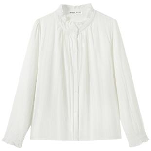 慕兔法式气质内搭长袖衬衫女2025冬季新款设计感小众加绒保暖上衣