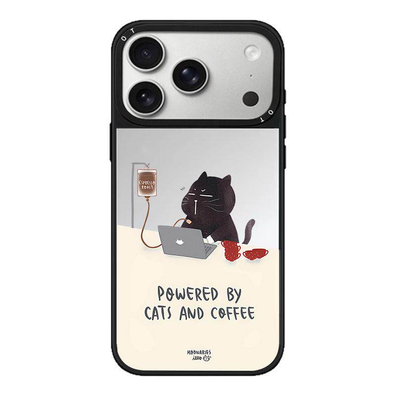 CASETiFiY联名趴桌子喝咖啡小黑猫咪适用16苹果iPhone18pro/17ProMax磁吸15手机壳14高级感13华强北平替潮女