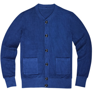 【豆制植物蓝染】手工草木染复古indigo全棉开襟厚开衫卫衣单外套