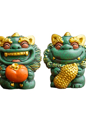 新中式国风石材客厅招财醒狮创意摆件高级感装饰乔迁新居伴手礼品