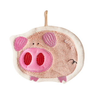 可爱动物造型擦手巾厨房抹布超吸水卫生间擦手毛巾挂式珊瑚绒毛巾