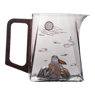胡桃木观山公道杯带手柄耐热分茶器高档泡茶倒茶公杯茶海茶具