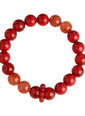 环环相扣天然飘花南红玛瑙转运珠辰砂原石朱砂手链串特级情侣送礼