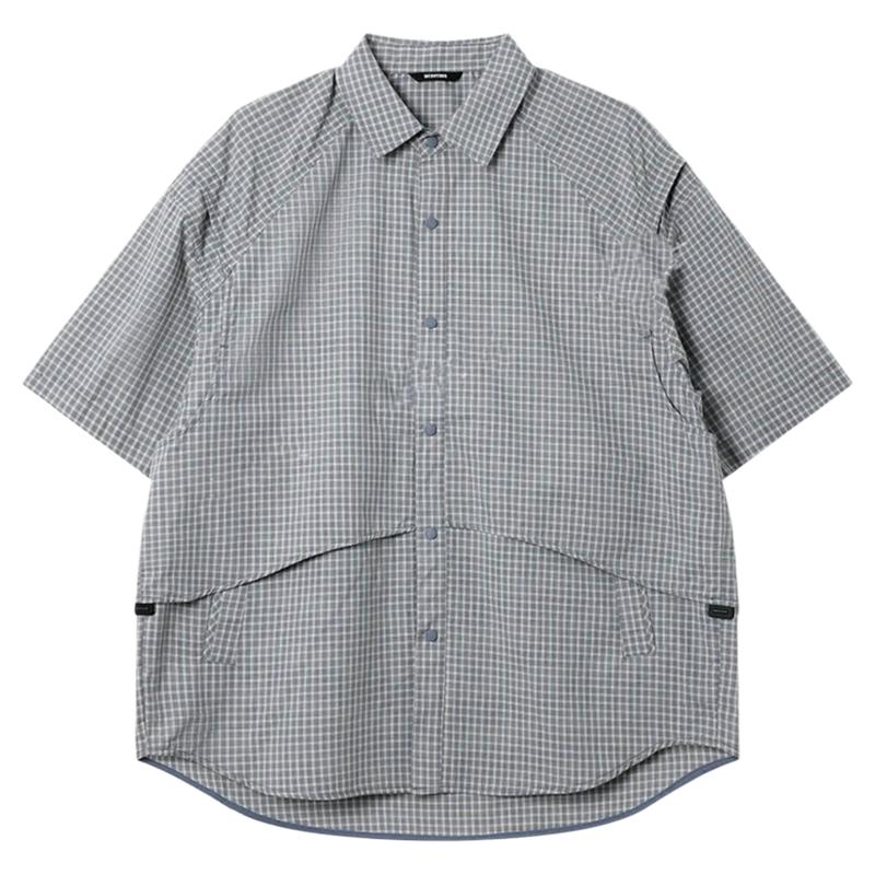 夏季高级感痞帅潮流格纹短袖衬衫