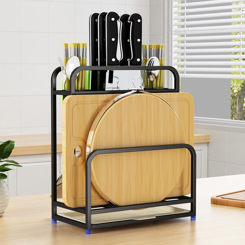 加高不锈钢刀架刀具砧板架子厨房置物架厨具用品收纳架菜板挂锅铲