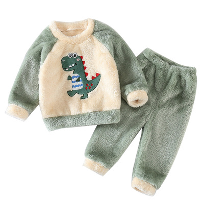 儿童珊瑚绒睡衣秋冬家居服保暖