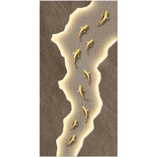 现代轻奢九鱼图玄关装饰画抽象肌理挂画过道走廊2025新款高端壁画