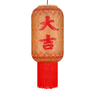 竹编灯笼新款2026中式古风吊灯户外餐饮店火锅店潮汕印字油纸灯笼