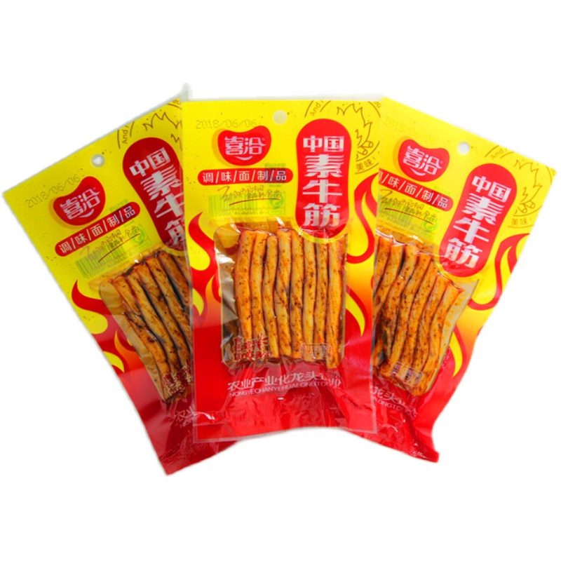 喜洽烤牛筋喜恰素牛筋香辣素肉豆干办公室辣片烤面筋休闲零食调味