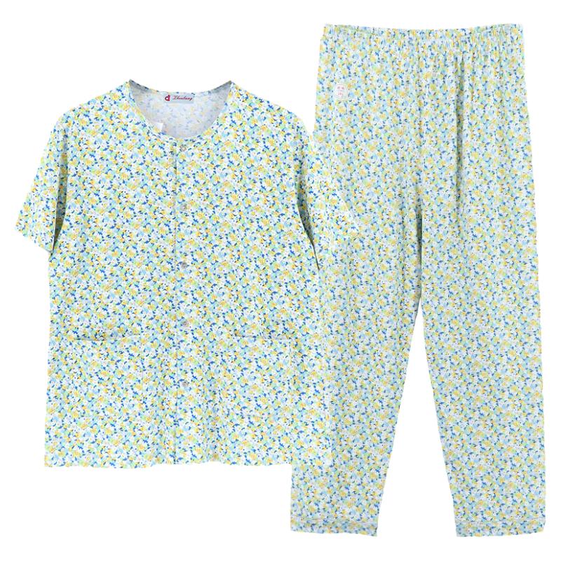 妈妈睡衣套装棉加肥加大家居服女