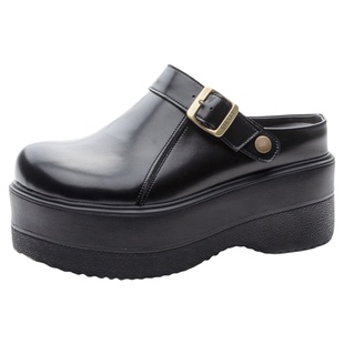 包头半拖鞋女外穿厚底内增高9cm小个子勃肯小皮鞋防滑松糕底两穿