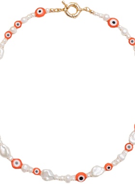 现货珍珠母贝眼睛情侣欧美锁骨链