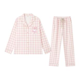 史努比夏季纯棉睡衣女款春带胸垫可外穿长袖夏天家居服2026新款夏