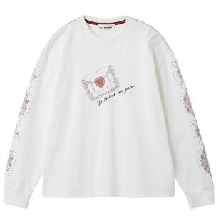 LILY BROWN2026早春新品简约百搭圆领爱心书信印花卫衣LWCT261057