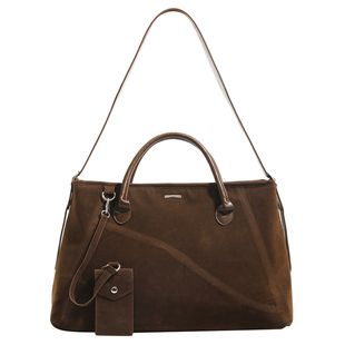 DAOR麂皮绒旅行托特包女2025秋冬新款大容量复古手提包单肩斜挎包