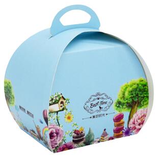 包邮手提慕斯蛋糕包装盒西点外卖打包盒圆形切块包装盒子100个