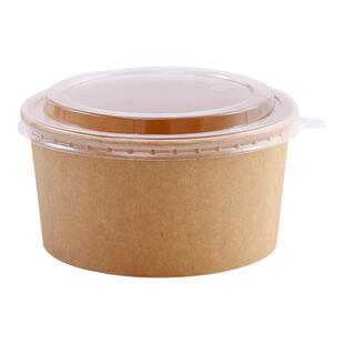 一次性牛皮纸碗圆形水果沙拉碗打包盒加厚餐盒带盖卤肉饭外卖纸碗