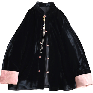 云澍原创 真丝绒新中式国风改良立领盘扣宽松唐装上衣外套女春季