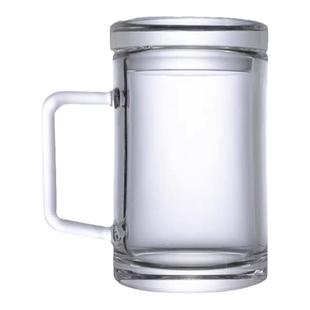 老师傅手工天然水晶杯水晶玻璃大容量水杯盖杯把手办公茶室高端茶