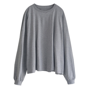 徐大脸吖定制 经典叠穿白T上衣秋轻柔长绒棉宽松圆领短长袖T恤女