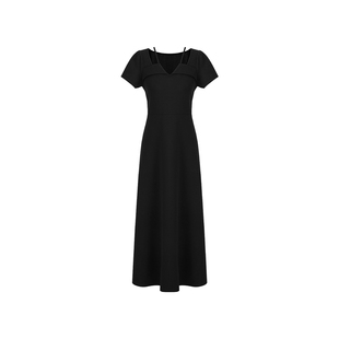 范洛法式赫本风连衣裙设计感钓系约会裙子气质V领收腰显瘦小黑裙