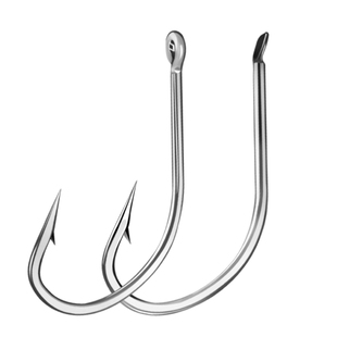 丸世鱼钩有倒刺进口长柄细条散装管付丸世带圈孔歪嘴钩鲈鱼海钓钩