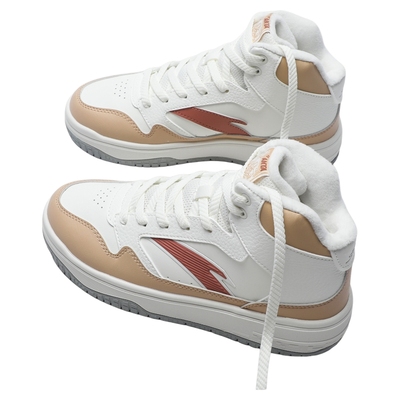 安踏加绒板鞋女休闲保暖高帮