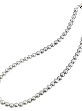 925银灰色珠珠圆珠通勤风项链锁骨链女轻奢高级感毛衣链礼物